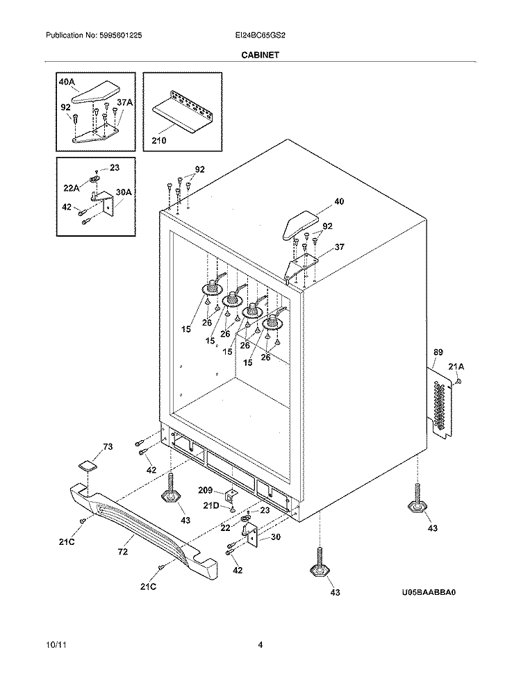 CABINET Diagram and Parts List for  Electrolux Wine and Beverage Cooler