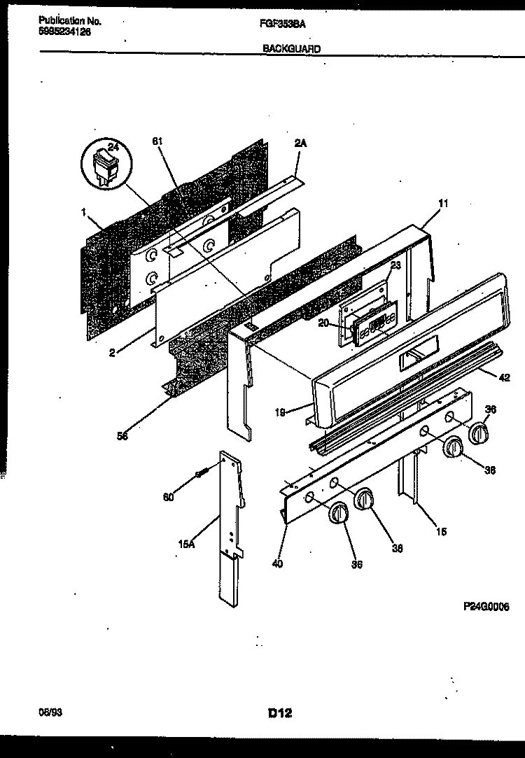 BACKGUARD Diagram and Parts List for  Frigidaire Range