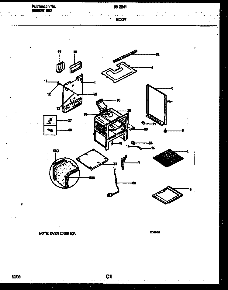 BODY PARTS Diagram and Parts List for  Tappan Range