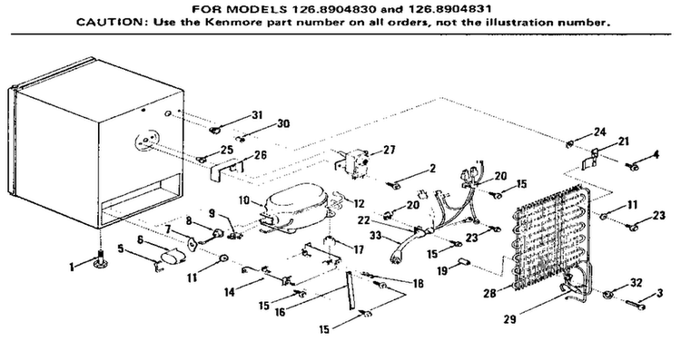 Unit Parts Diagram and Parts List for 1268904831  Kenmore Refrigerator