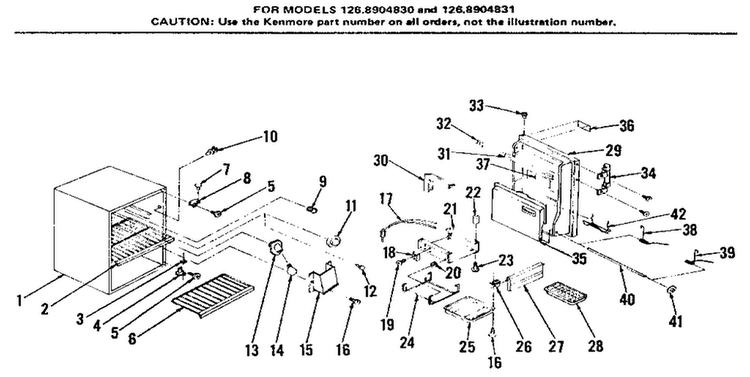 Cabinet Parts Diagram and Parts List for 1268904831  Kenmore Refrigerator