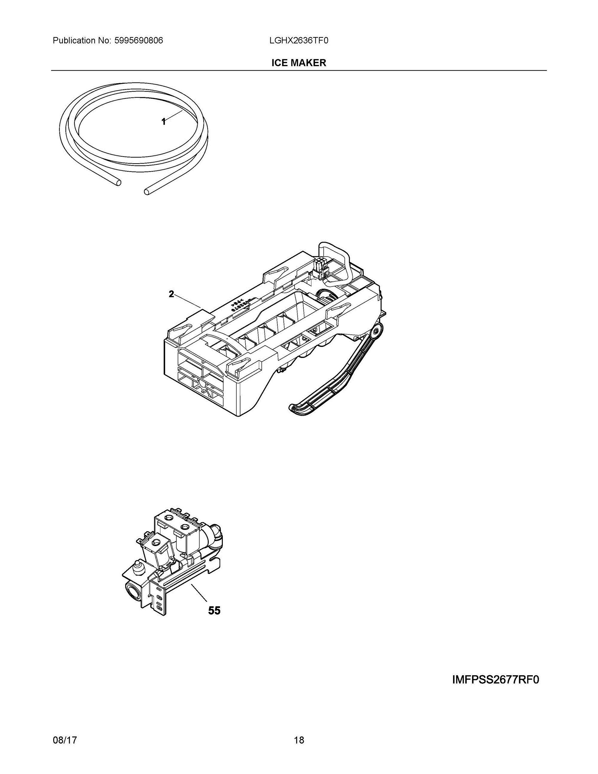 10 - ICE MAKER Diagram and Parts List for  Frigidaire Refrigerator