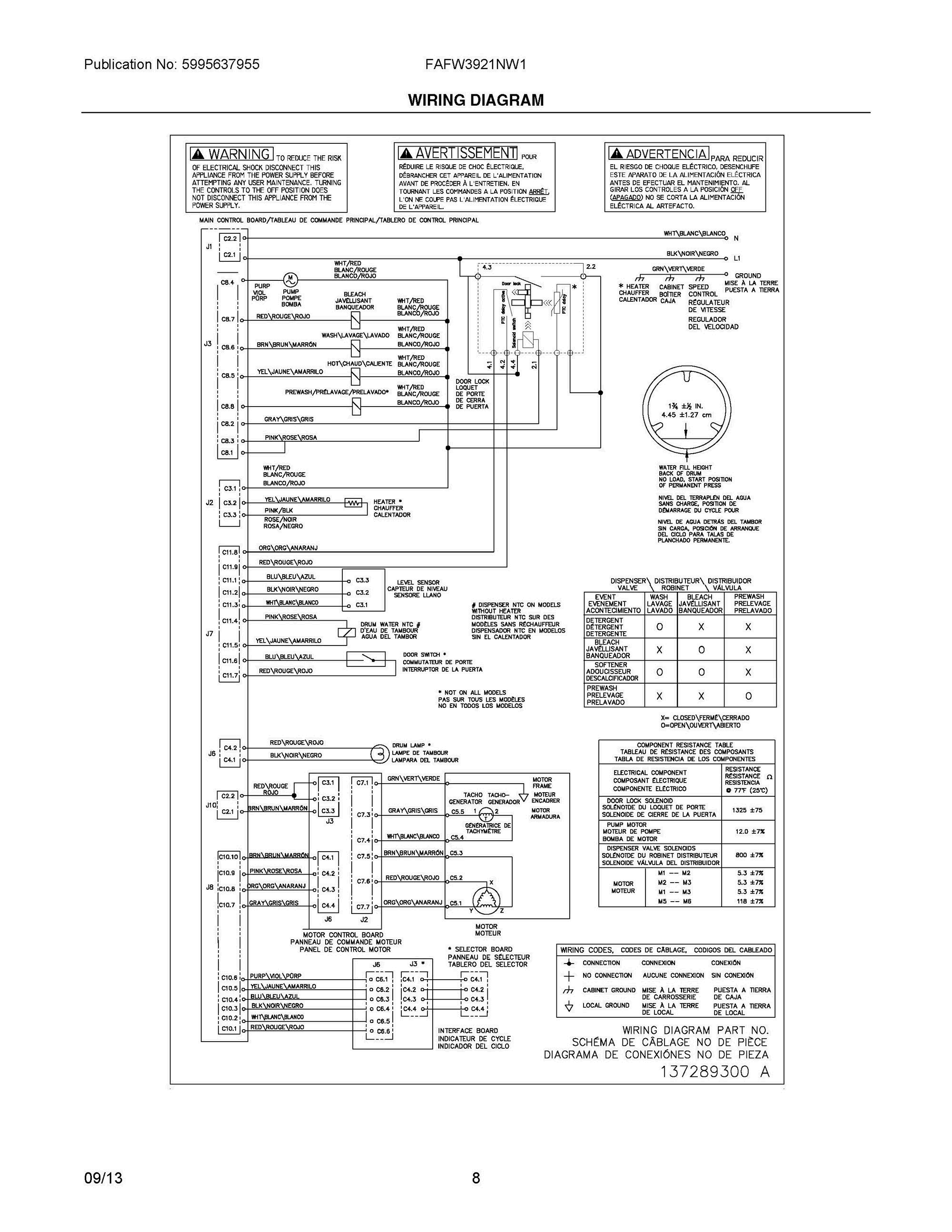 05 - WIRING DIAGRAM Diagram and Parts List for  Frigidaire Washer