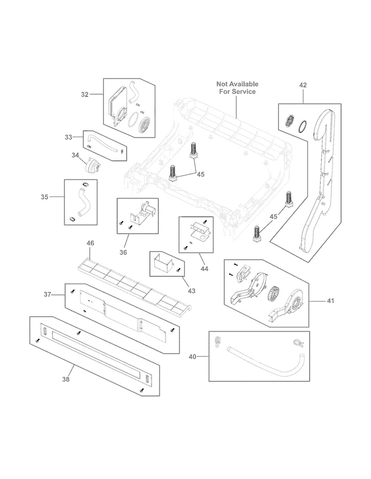 Frame Diagram and Parts List for  Electrolux Dishwasher