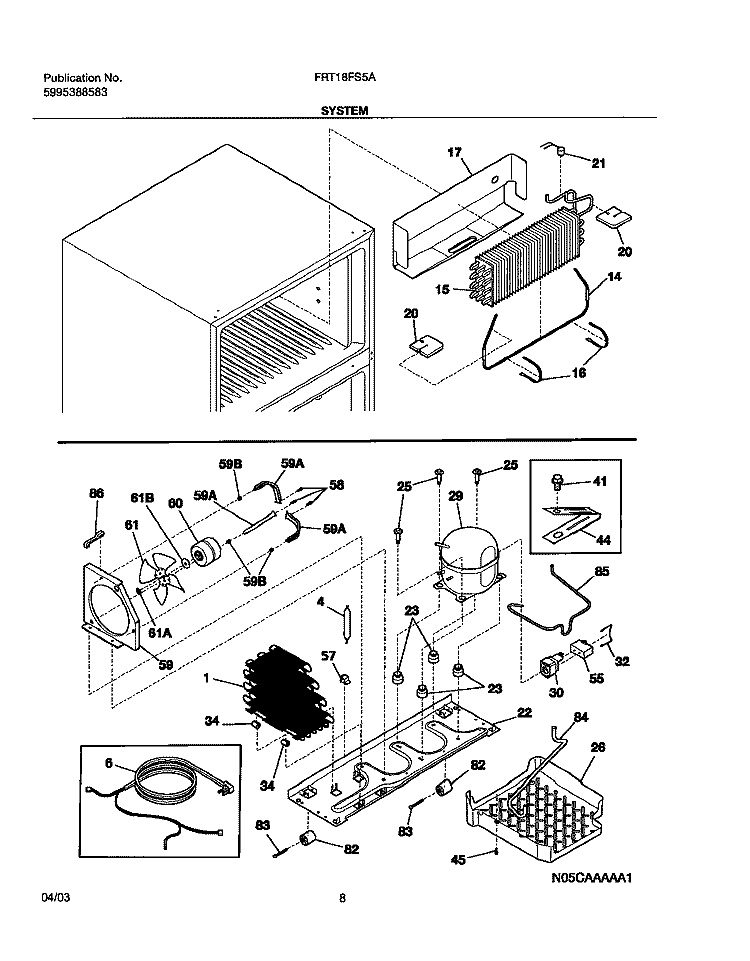SYSTEM Diagram and Parts List for FRT18FS5AQ6  Frigidaire Refrigerator