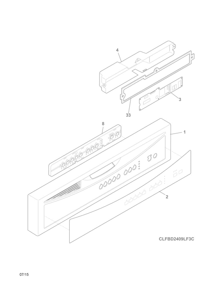 Control Panel Diagram and Parts List for  Frigidaire Dishwasher