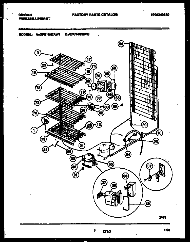 SYSTEM AND ELECTRICAL PARTS Diagram and Parts List for  Gibson Freezer