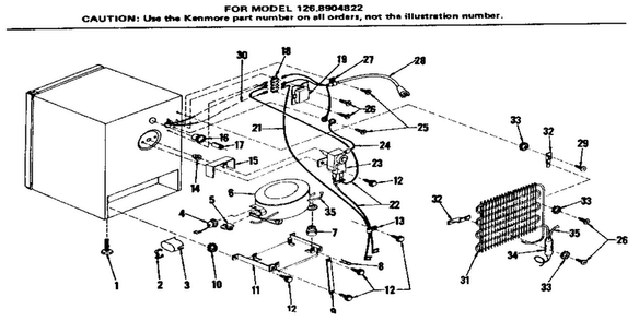 Unit Parts Diagram and Parts List for 1268904822  Kenmore Refrigerator