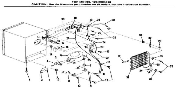 Unit Parts Diagram and Parts List for 1268904823  Kenmore Refrigerator
