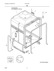 Tub Diagram and Parts List for  Frigidaire Dishwasher