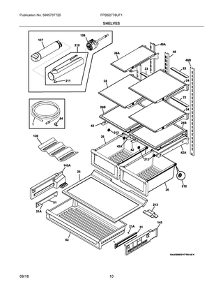 Shelves Diagram and Parts List for  Frigidaire Refrigerator