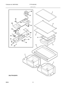 Shelves Diagram and Parts List for  Frigidaire Refrigerator