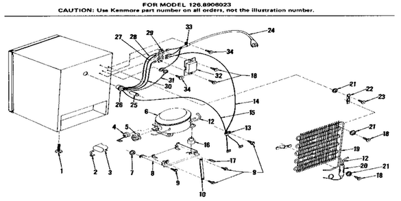 Unit Parts Diagram and Parts List for 1268906023  Kenmore Refrigerator