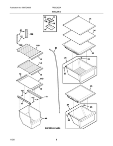 Shelves Diagram and Parts List for  Frigidaire Refrigerator