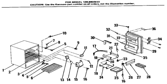 Cabinet Parts Diagram and Parts List for 1268904822  Kenmore Refrigerator