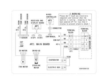 Wiring Diagram Diagram and Parts List for  Frigidaire Air Conditioner