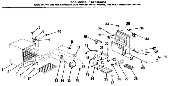 Cabinet Parts Diagram and Parts List for 1268904833  Kenmore Refrigerator