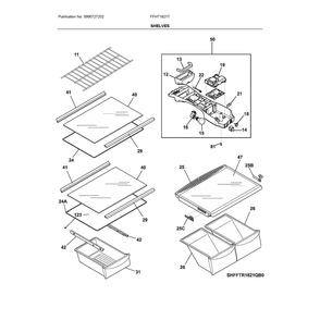 Shelves Diagram and Parts List for  Frigidaire Refrigerator