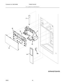 Ice And Water Dispenser Diagram and Parts List for  Frigidaire Refrigerator
