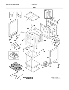 Body Diagram and Parts List for FCRC3012ABD  Frigidaire Range