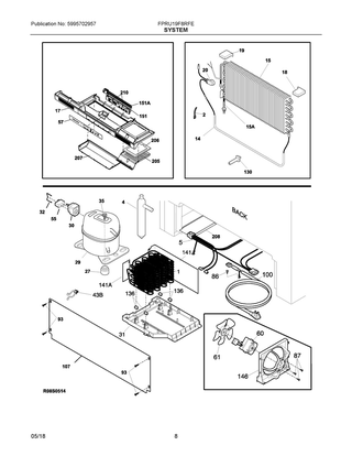 System Diagram and Parts List for  Frigidaire Refrigerator