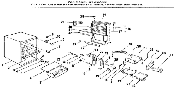 Cabinet Parts Diagram and Parts List for 1268906022  Kenmore Refrigerator