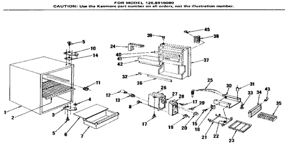 Cabinet Parts Diagram and Parts List for 1268916080  Kenmore Refrigerator