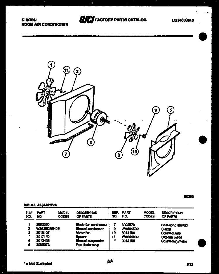 AIR HANDLING PARTS Diagram and Parts List for  Gibson Air Conditioner