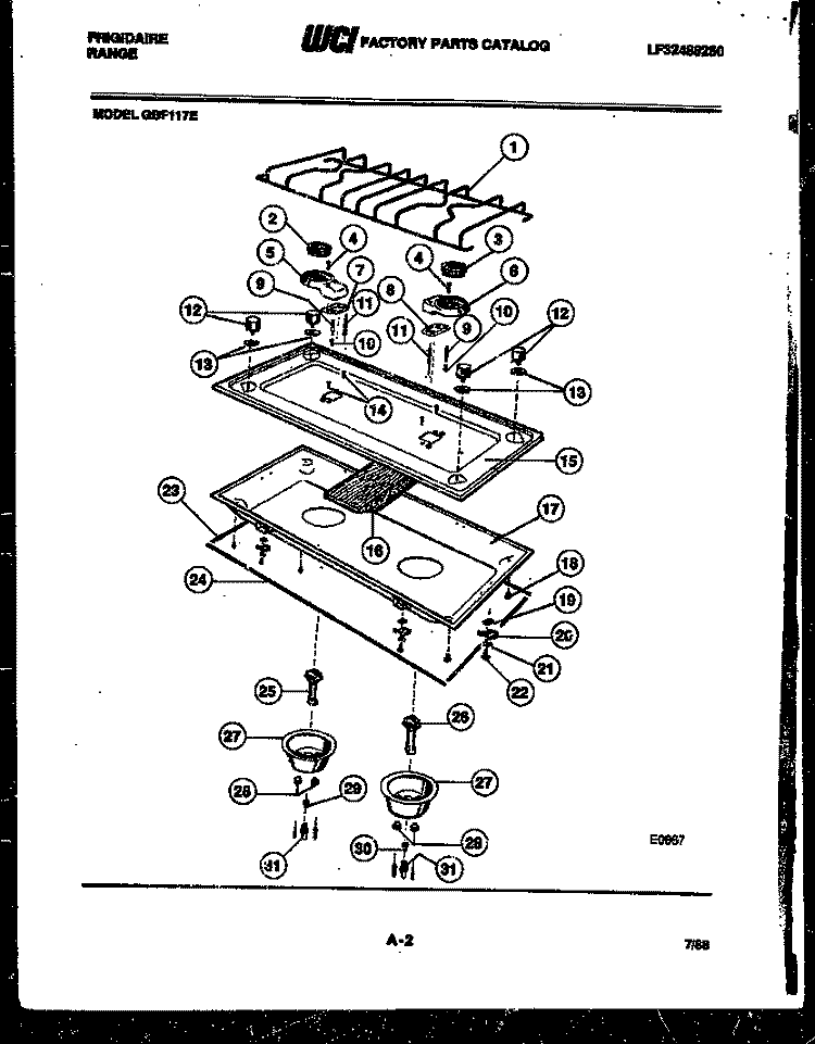 COOKTOP PARTS Diagram and Parts List for GBF117EL  Frigidaire Cooktop