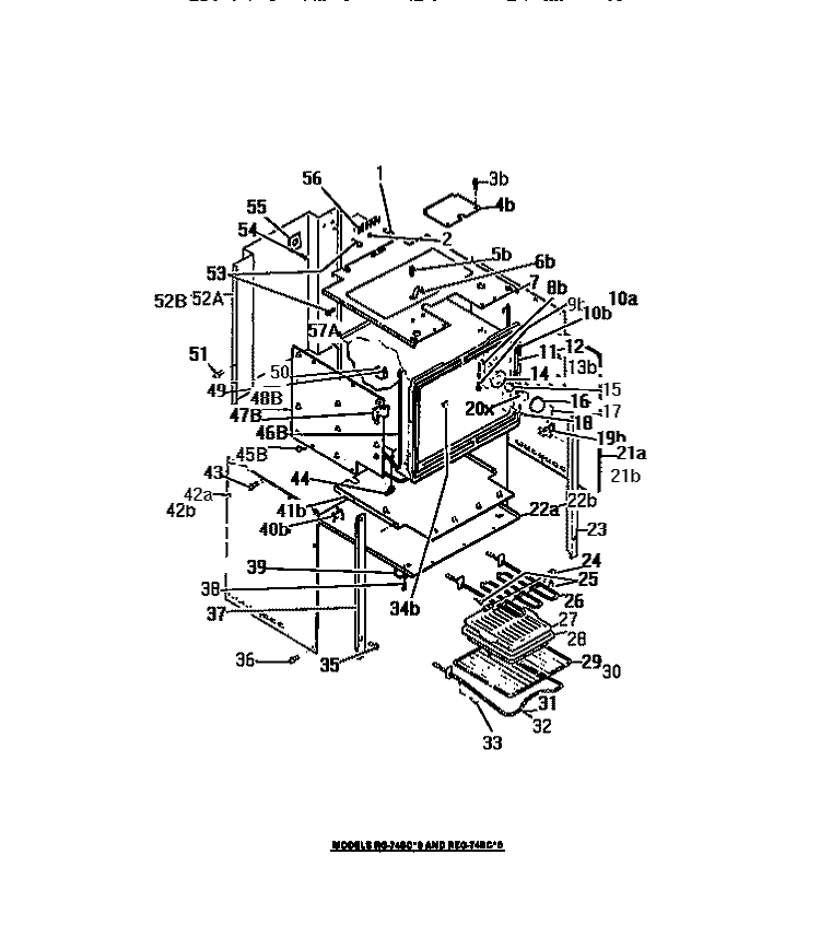 OVEN LINER, HEATING ELEMENTS, PANEL Diagram and Parts List for  Frigidaire Wall Oven