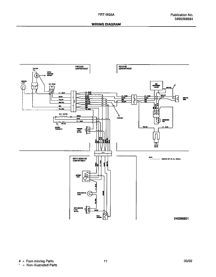WIRING DIAGRAM Diagram and Parts List for FRT18G5AQ1  Frigidaire Refrigerator