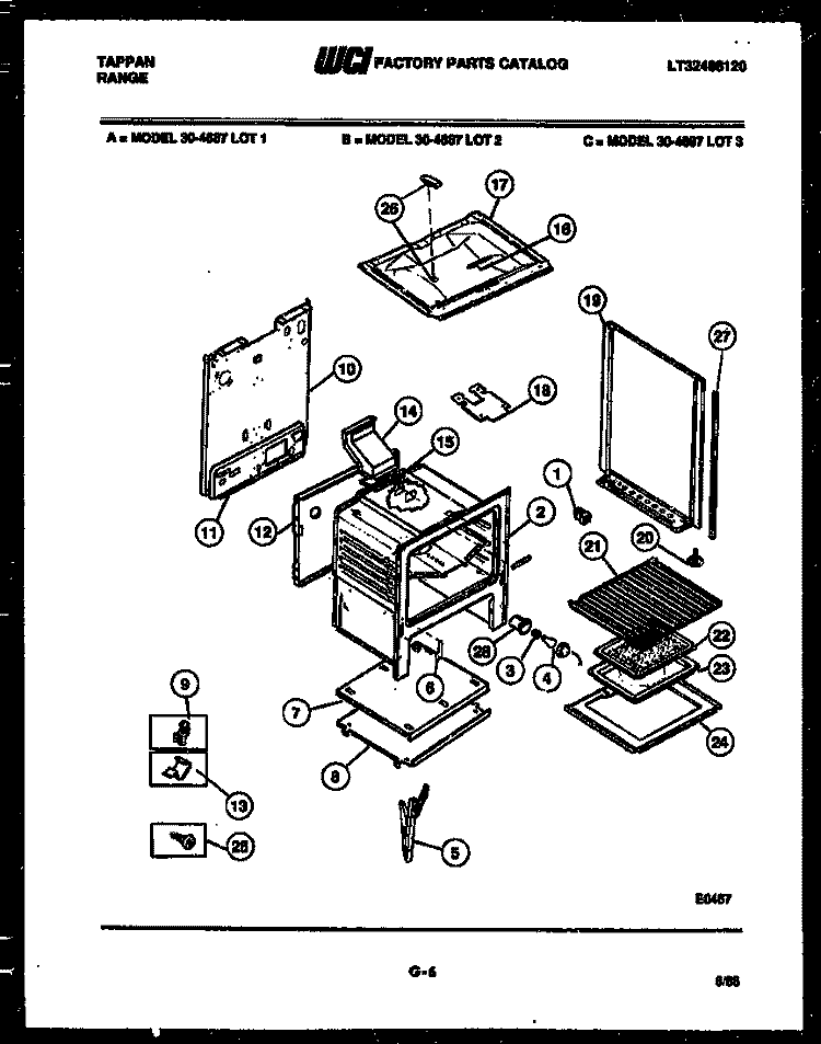 BODY PARTS Diagram and Parts List for  Tappan Range