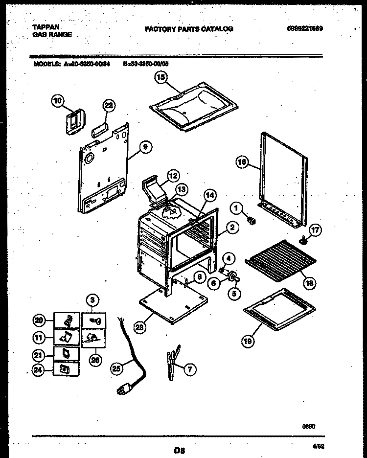 BODY PARTS Diagram and Parts List for  Tappan Range