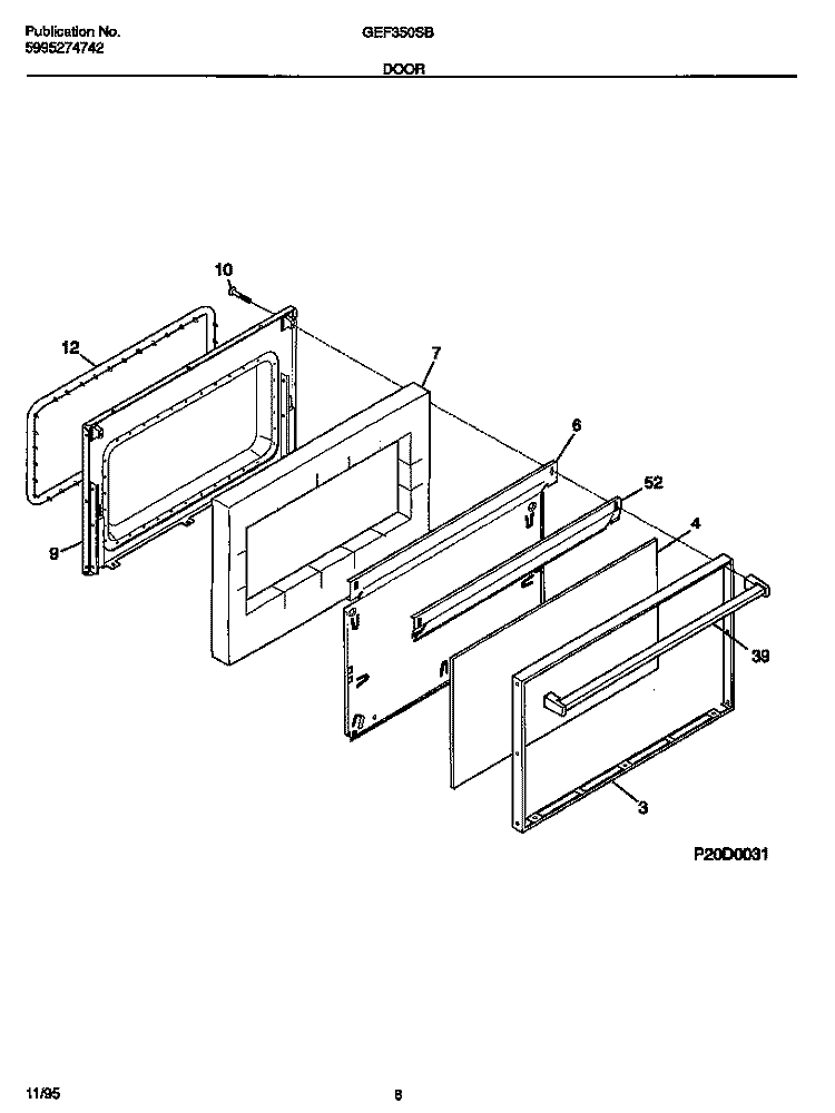 DOOR Diagram and Parts List for  Gibson Range