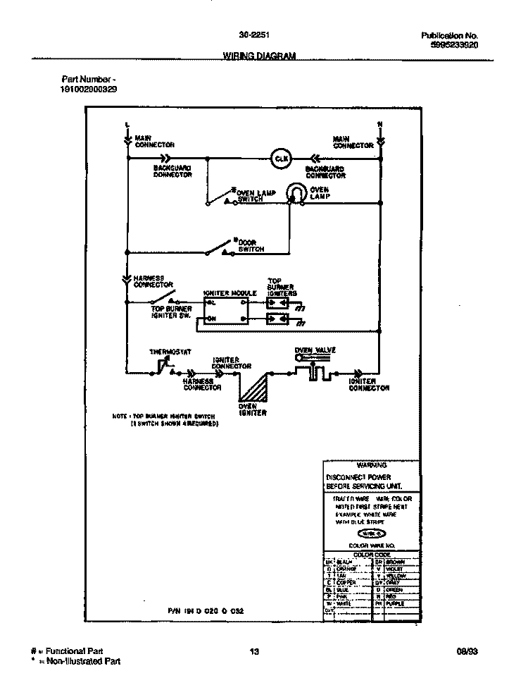 WIRING DIAGRAM Diagram and Parts List for  Tappan Range