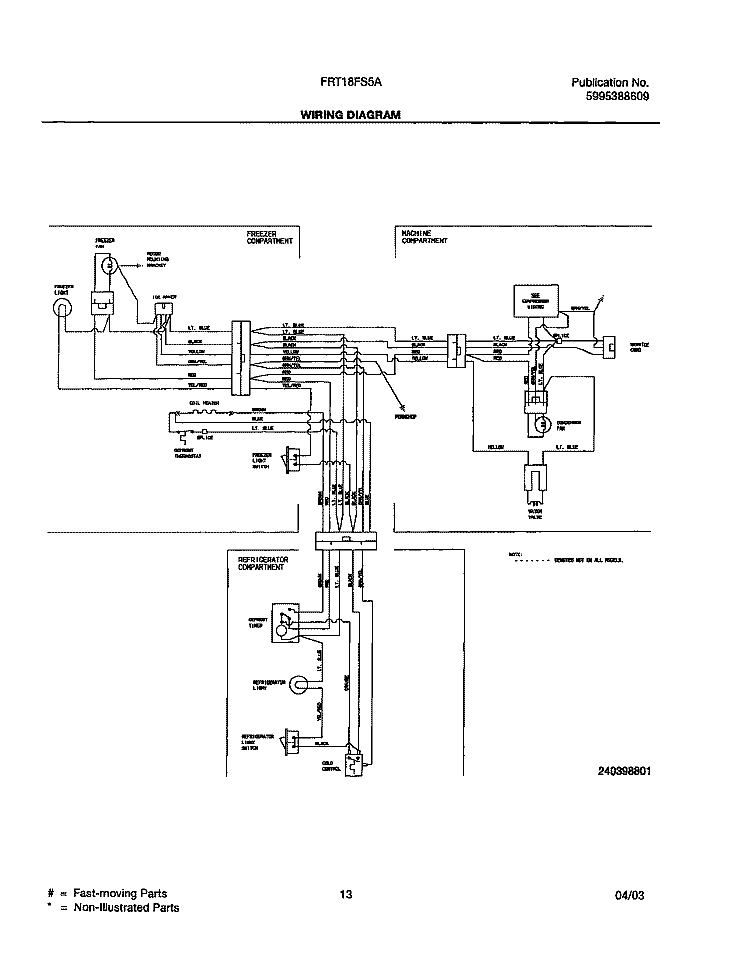 WIRING DIAGRAM Diagram and Parts List for FRT18FS5AQ8  Frigidaire Refrigerator