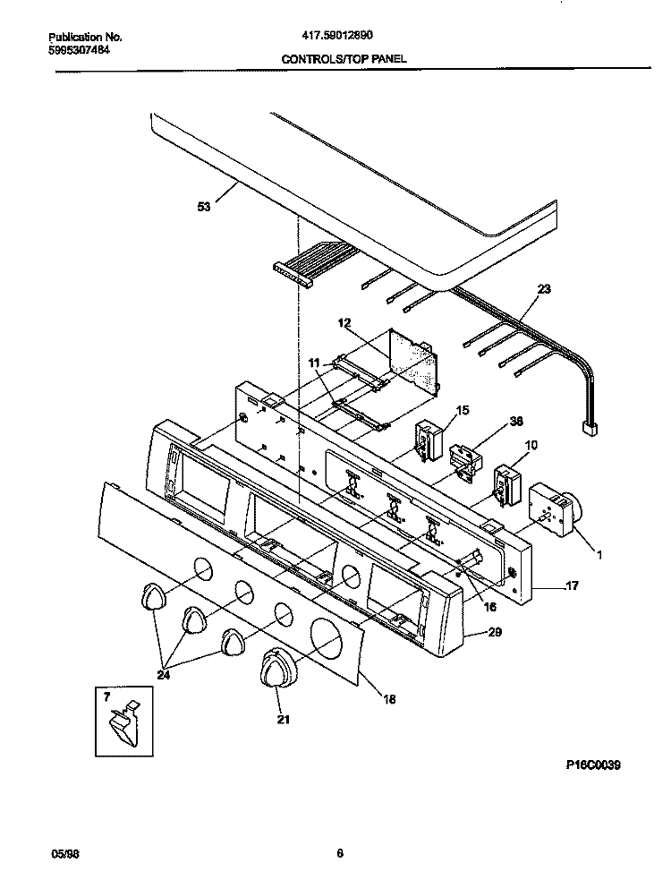CONTROLS / TOP PANEL Diagram and Parts List for  Kenmore Dryer