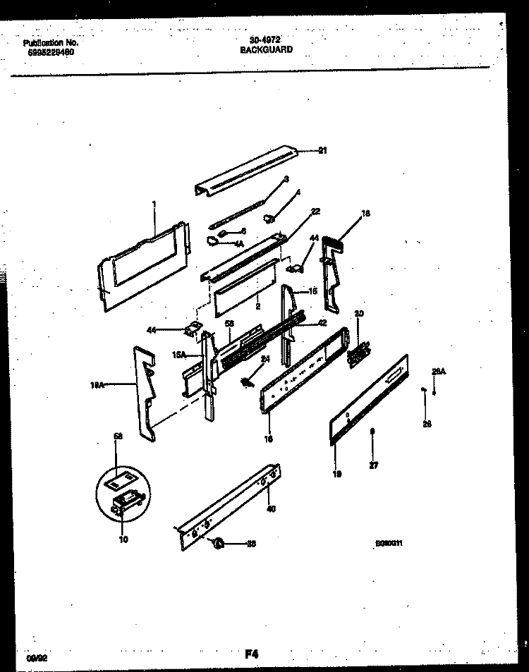BACKGUARD Diagram and Parts List for  Tappan Range