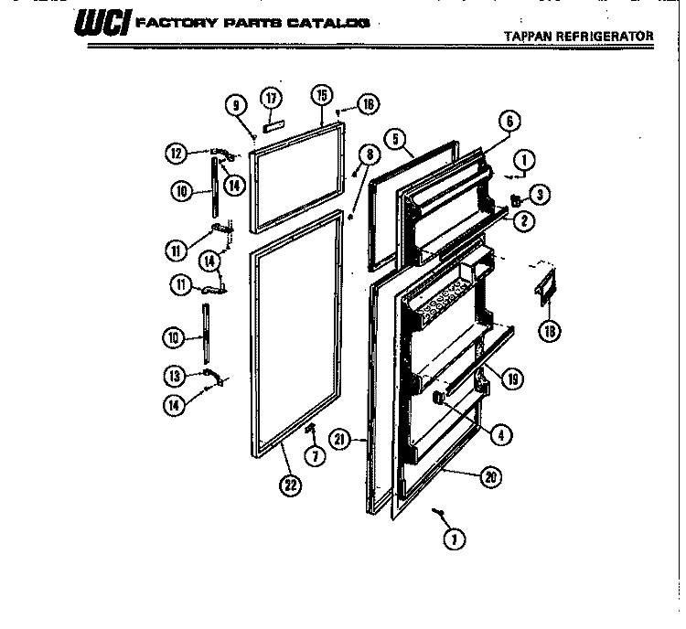 DOOR PARTS Diagram and Parts List for  Tappan Refrigerator