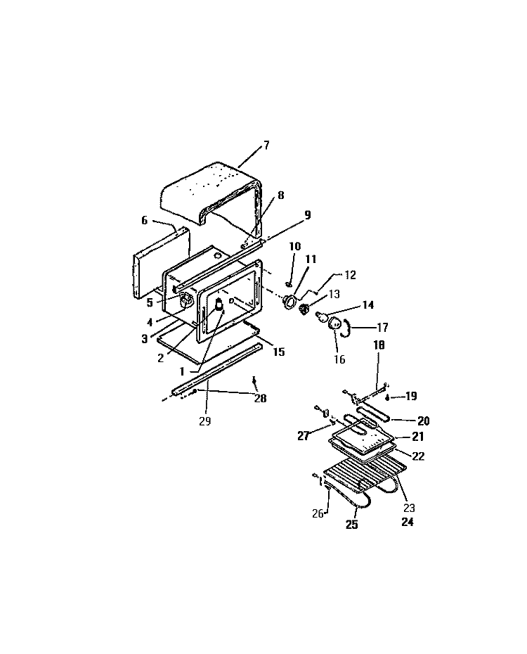 OVEN CAVITY Diagram and Parts List for RER307CV0  Kelvinator Range