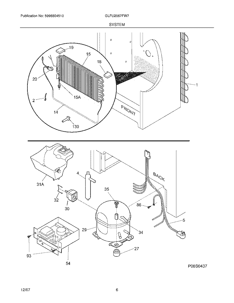 SYSTEM Diagram and Parts List for  Frigidaire Freezer