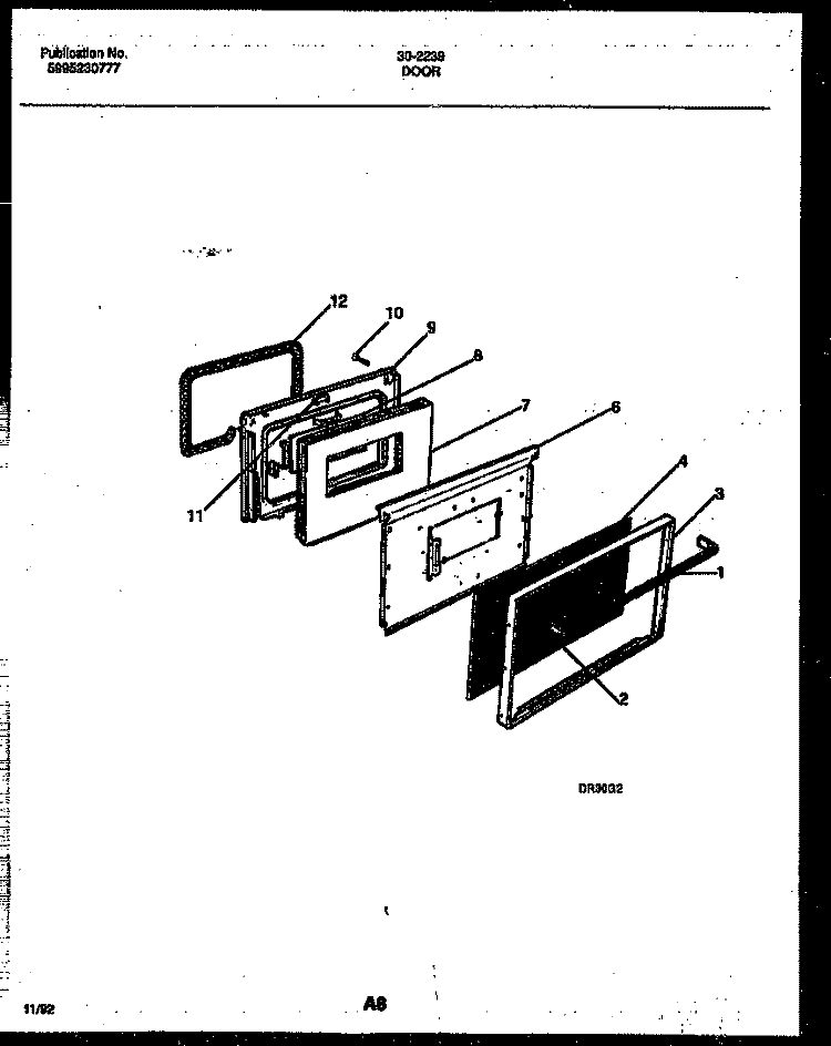 DOOR PARTS Diagram and Parts List for  Tappan Range