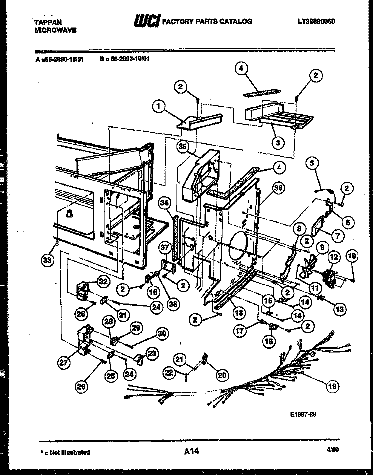 SWITCH AND LEAD WIRE ASSEMBLY Diagram and Parts List for  Tappan Microwave