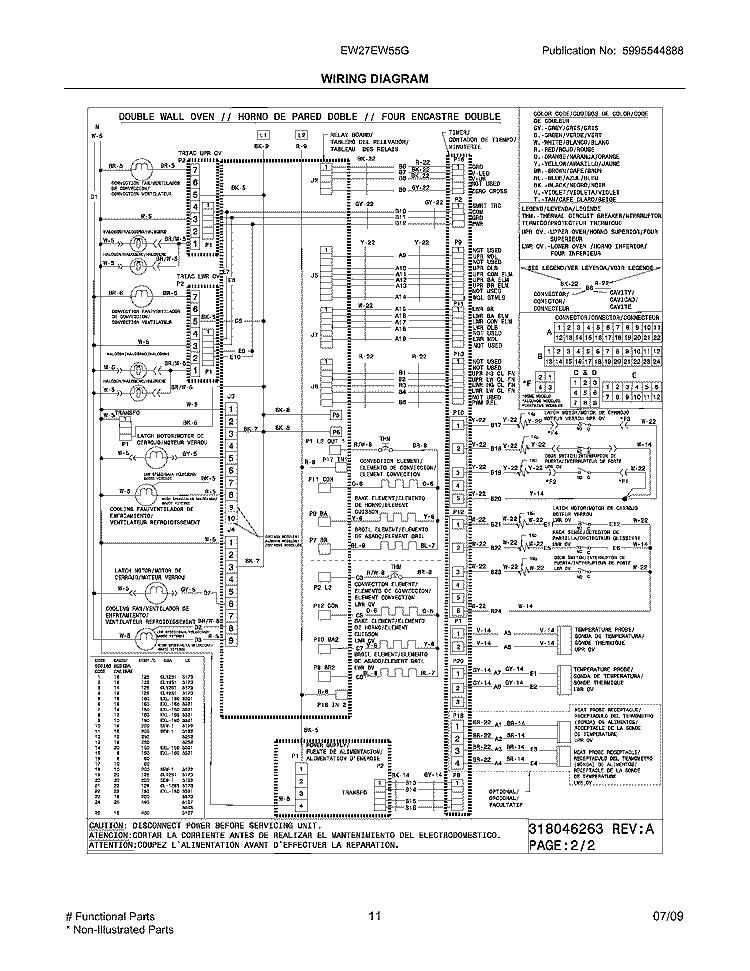 WIRING DIAGRAM Diagram and Parts List for  Electrolux Wall Oven