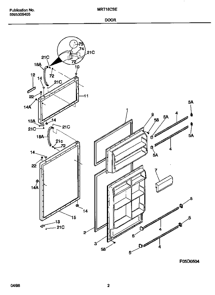 DOORS Diagram and Parts List for MRT18CSEW3  Uni Refrigerator
