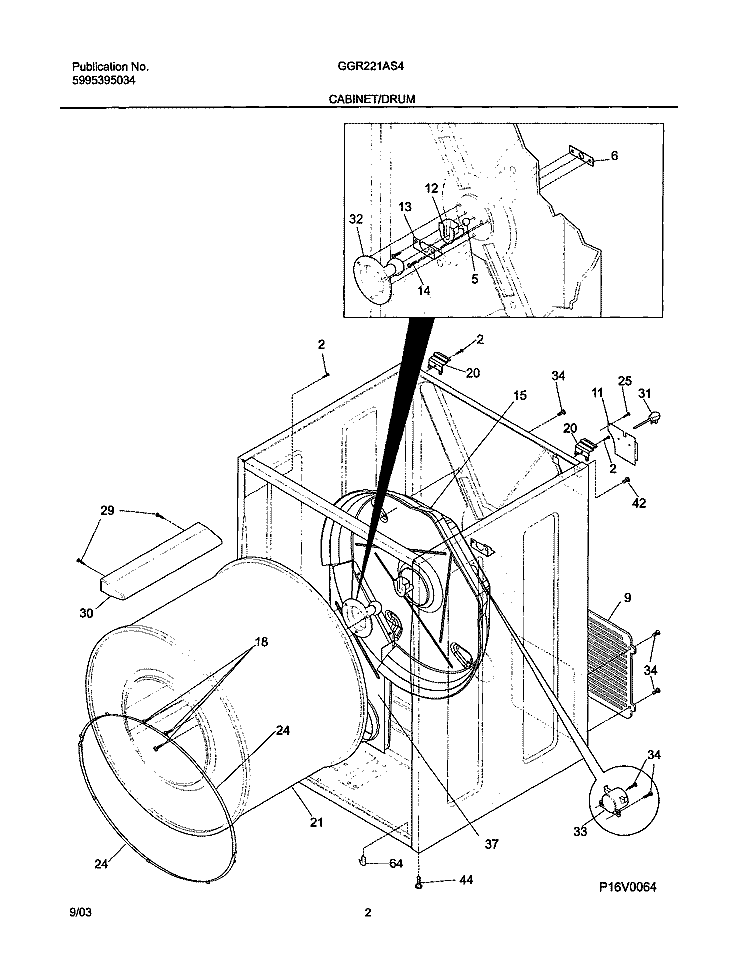 CABINET / DRUM Diagram and Parts List for  Gibson Dryer