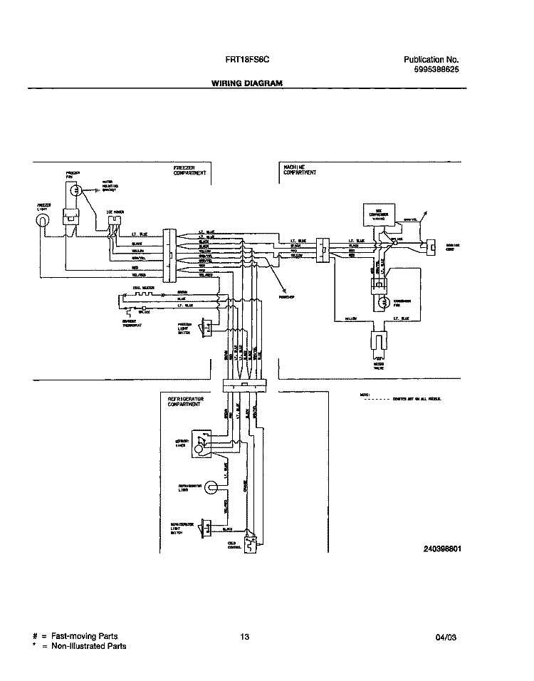 WIRING DIAGRAM Diagram and Parts List for FRT18FS6CQ0  Frigidaire Refrigerator