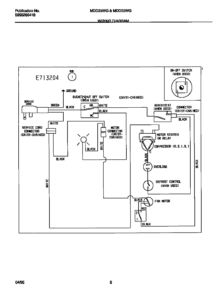 WIRING DIAGRAM Diagram and Parts List for  Gibson Dehumidifier