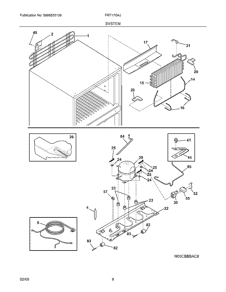 SYSTEM Diagram and Parts List for FRT17G4JQ3  Frigidaire Refrigerator