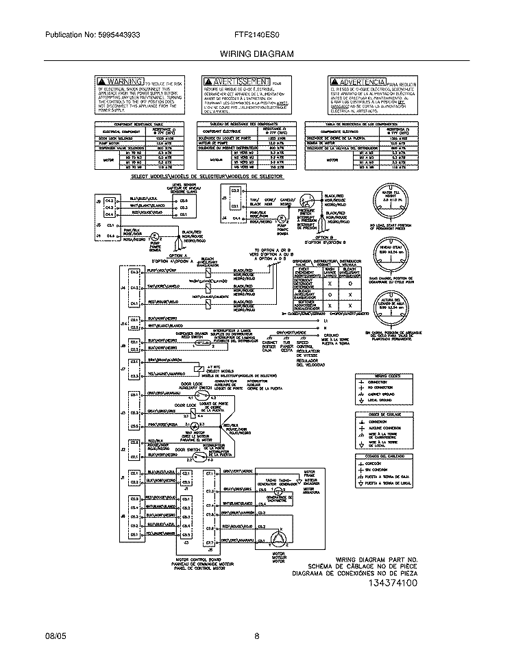 WIRING DIAGRAM Diagram and Parts List for  Frigidaire Washer